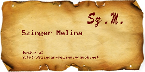 Szinger Melina névjegykártya